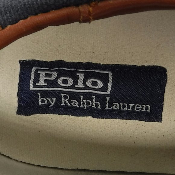 Polo by ralph lauren navy & tan sneaker mens 6 1/2 - Picture 11 of 12
